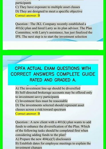 CPFA ACTUAL EXAM QUESTIONS WITH CORRECT ANSWERS COMPLETE GUIDE RATED AND GRADED A video