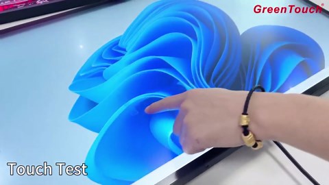 GreenTouch 32 Inch Industrial Digital Signage Touchscreen Monitor, 500 Nits Display 1920 x 1080P, Built-in Speaker, with HDMI + VGA + DVI Ports for Advertising