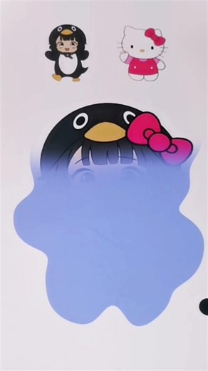 What If Gugugaga Penguin Met Hello Kitty?😱 #Shorts #HelloKitty #Kawaii #CuteDrawing #Sanrio #Penguin