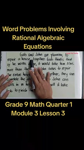 Grade 9 Math Word Problems: Rational Algebraic Equations
