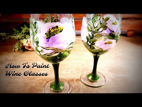 How To Paint Wine Glasses | Paint Glasses with Acrylic Paint | Tutorial | Aressa | 2018