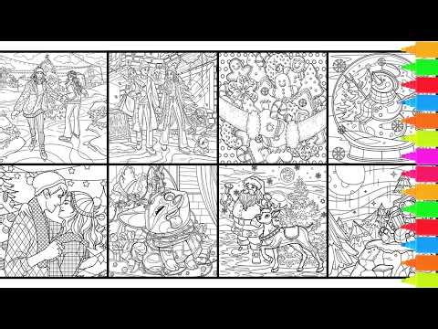 Coloring Ice Skating on Christmas Day, Christmas Shopping | Christmas Coloring Pages