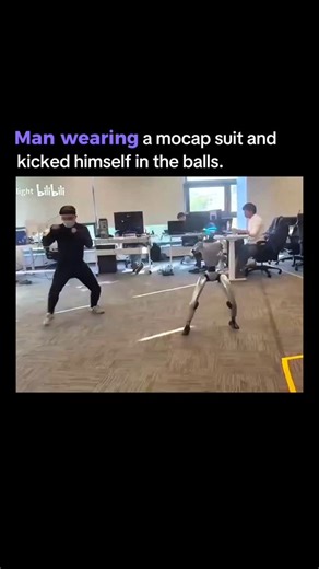 AI Can Help U on Instagram: "Technology has officially reached self-control. And self-destruction. A man wearing a motion-capture suit controls a humanoid robot in real time. Every movement is perfectly mirrored. Including the bad ideas. For the first time, full-body control lets you experience your own actions from the outside. Funny? Yes. Terrifying? Also yes. With Unitree’s G1 humanoid selling for around $18K, motion capture and affordable robots are pushing us into a future where humans and