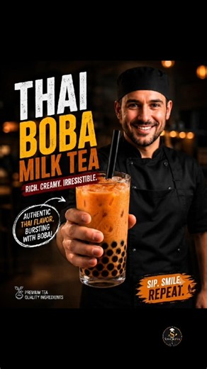 Thai Boba Milk Tea 🧋 | Creamy Thai Tea with Chewy Tapioca Pearls #shorts #thaibobamilktea