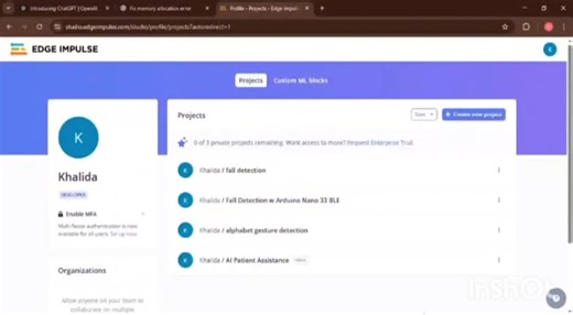 #embeddedai #tinyml #edgeimpulse #arduino #falldetection #aiot #healthcareai #embeddedsystems #finalyearproject | Khalida Tabassum