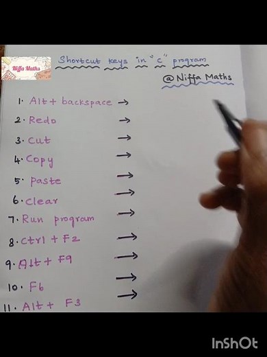#shortcut #keys #c program@niffa maths