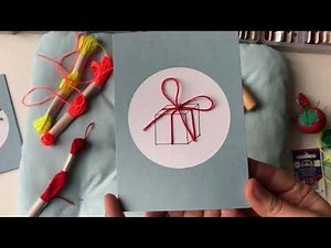 Embroidery on a postcard. Easy diy project with hand embroidery on paper/cardboard