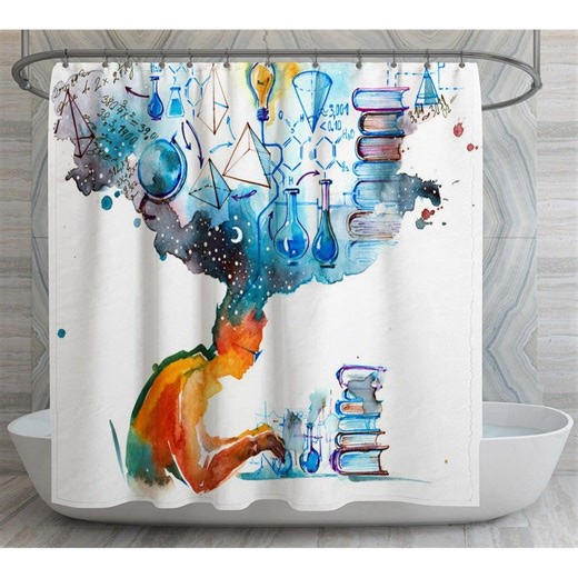 Watercolor Science Shower Curtain: Scientist & Lab Design - Etsy