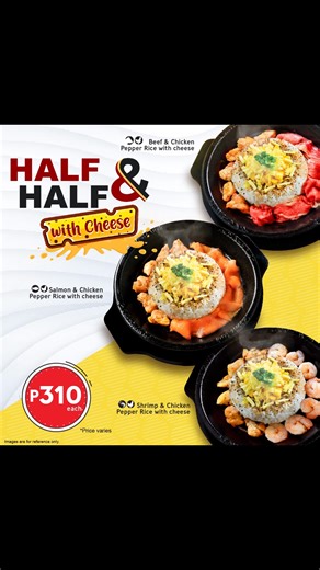 54K views · 65 reactions | Why choose when you can have both? It's a perfect pairing in one sizzling hot plate - beef & chicken, salmon & chicken or shrimp & chicken, made even tastier with cheese! Grab our Half & Half promo from January 15 to February 28, 2025. Available exclusively at Pepper Lunch stores nationwide. #PepperLunchPH #SizzlingGoodness #HotDishOfJanuary | Pepper Lunch Philippines | Facebook
