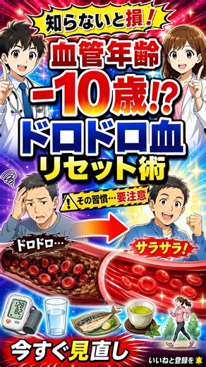 【若返り】血管が10歳若返る？😱 ドロドロ血液をサラサラにリセットする15の習慣
