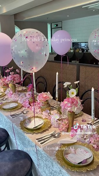 Elegant Pink Table Setting for an 18th Birthday Party