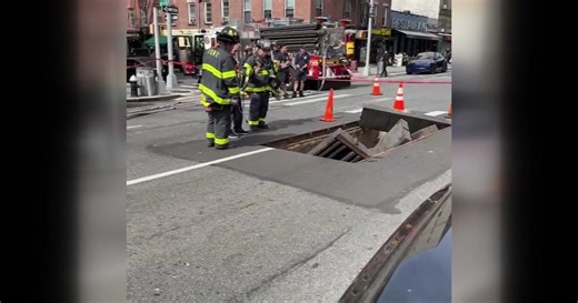 Road collapses in Chelsea due to possible manhole fire