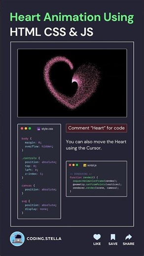 💙🫶 Heart Animation using HTML CSS JS #shorts #cssanimation