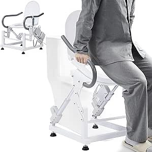 Used-Electric Toilet Seat Lift with Padded Arms, Dual Motors Power Toilet Lift Seat Riser for Seniors, Raised Toilet Seat with Handles for Elderly, Support to 330LBS