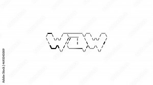Wow ascii animation loop on white background. Ascii code art symbols typewriter in and out effect with looped motion.