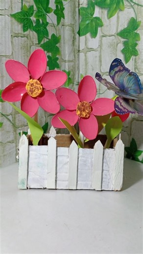 DIY Mini Flower Garden 🌼 | Cute Paper Flower Pot Craft with Butterfly 🦋