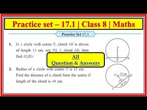 Practice set 17.1 class 8th maths | Chapter 17 Circle chord and ark | Maharashtra state board