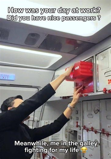 Humorous Cabin Crew Struggles Aboard the Aircraft