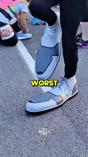 Times When Runners Ran A Marathon In Unconventional Shoes 😳😂 | Muscle Minds #shorts