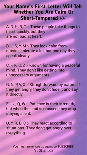 Are You Calm or Short-Tempered? Name Letter Personality Test 🤓