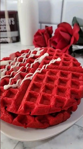 Red velvet waffles #shorts #breakfast