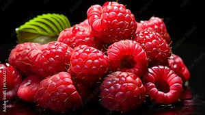 Harvesting fresh raspberries from a local farm in the summer sun for a delicious treat