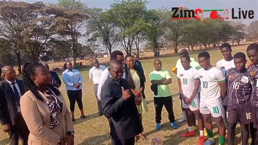 Minister of Sport, Recreation, Arts and Culture, Anselem Sanyatwe, paid a visit to the Zimbabwe Under-17 national football team training camp at Eaglesvale School in Harare today. The visit comes as the team enters its final preparations to host the 2025 COSAFA U17 Boys Championship, a crucial tournament that serves as the beginning of the qualification process for the FIFA Under-17 World Cup. With 12 countries taking part, the will run from September 11 - 20 at The Heart and Ngoni Stadium. | Zi