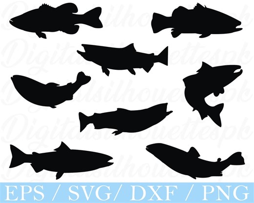Salmon Fish Svg, Salmon Fish Silhouette, Dxf, Png - Etsy