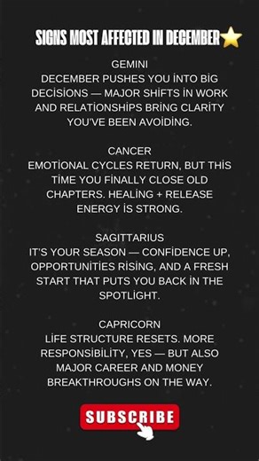 ⭐ SIGNS MOST AFFECTED IN DECEMBER