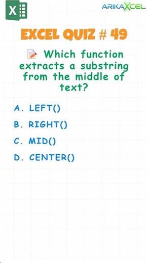 Excel Quiz Challenge 49 | Excel Test | Multiple Choice Questions | Tip & Tricks | #shorts