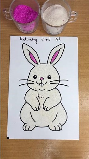 Satisfying Sand art sound / White Rabbit Painting ASMR 🐰 #shorts