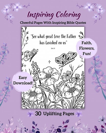 Scripture Coloring Pages for Adults Faith-based Digital Download Religious Activity Sheets Printable Floral Coloring Page With Bible Quotes - Etsy