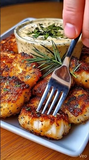 Crispy Garlic Cod Bites with Creamy Lemon Herb Dip 🐟🍋Golden, crunchy on the outside and tender on