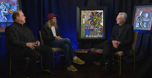 Mark Kostabi and Paul Kostabi are brothers and two of the most exciting contemporary artists working today. Mark is best known as an icon of New York’s East Village art scene, Paul is an acclaimed musician and visual artist, and they both have art in some of the world’s most prestigious museums. The Kostabi brothers recently sat down for fascinating and wide-ranging conversation with Park West’s Senior Gallery Director Morris Shapiro. The interview was filmed at the Park West Museum in Southfiel