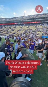 LSU's Frank Wilson earned his first win as interim head coach Saturday. He had an emotional moment with family after the game. Video by Michael Johnson and Jason Willis | The Advocate (Baton Rouge, LA)