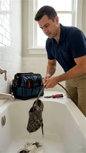 Clear the Clog, Restore the Flow!See How a Professional Plumber Cleans a Stubborn Bathtub Drain #usa