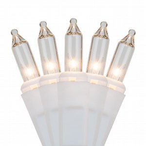 White Christmas Lights - 100 Clear Christmas Tree Mini Lights, 2.5" Spacing, White Wire - Christmas Lights, Etc