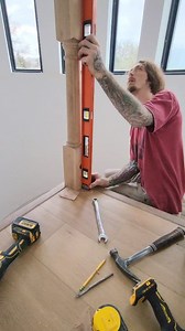 Post for post! Let's learn something. How to install newel post👌 #woodwork #woodworking #installation #construction #carpenter #Install #custom #stairs #staircase #howto #newel #post #Friday | Chris Thf Hammond