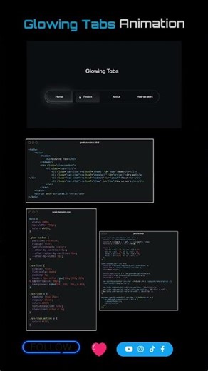 Glowing Tabs Animation Using #html #css #javascript #webdesign #cssanimation frontendcourse