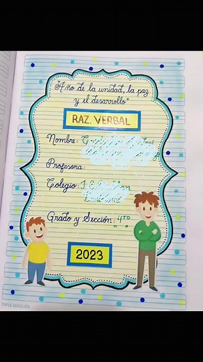 Carátula de Raz. Verbal 📚👧📘👦#caratulascreativas #portadas #caratulas #regresoaclases2023 #portadascreativas #forradodecuadernos #bonito #primaria #razonamientoverbal verbal