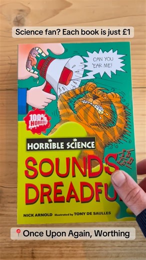 @onceuponagainbookshop on Instagram: "🧪🤢 Science… but make it fun! These Horrible Science books are perfect for curious kids who love weird facts, gross experiments and learning that actually makes them laugh 😅 Short sections, loads of illustrations, and packed with bite-sized facts — ideal for reluctant readers and mini scientists alike. Almost every book in our shop is just £1, making it easy to explore new interests without breaking the bank 💛 📍 Once Upon Again, Worthing #worthing #child
