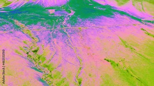 Brecon Beacons mountain range aerial reveal view with thermal infrared rescue diagnostic heat detection