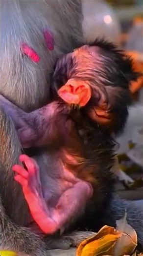 This little monkey is just two days old.