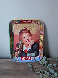 Vintage Coca Cola Tray / Coke Collectible Menu Girl 1950's Large Trays Drink and Barware - Etsy