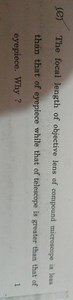 (C) The focal length of objective lens of compound microscope i... | Filo