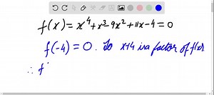 SOLVED:Find all complex zeros of each polynomial function. Give exact values. List multiple zeros as necessary." f(x)=x^4+x^3-9 x^2+11 x-4