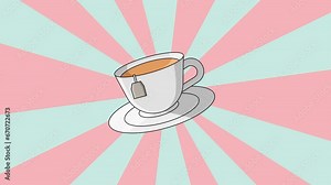 Animated icon of a cup of tea with a rotating background