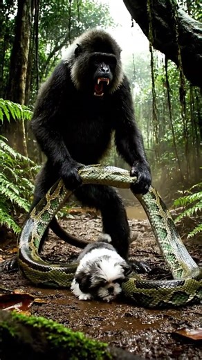 Breathtaking Rescue Tiger Cub Constricted by Giant Snake Mother Monkey Uses Branch as Weapon to Crus