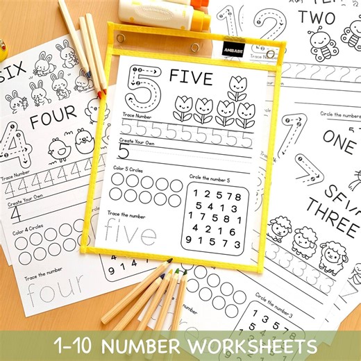 Number Tracing Worksheets Preschool | Number Writing Practice | 1-10 Tracing Activities | Printable Homeschool Worksheet Pre-k Kindergarten - Etsy Australia
