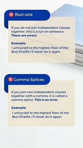 Run-on Sentences and Comma Splices #grammar